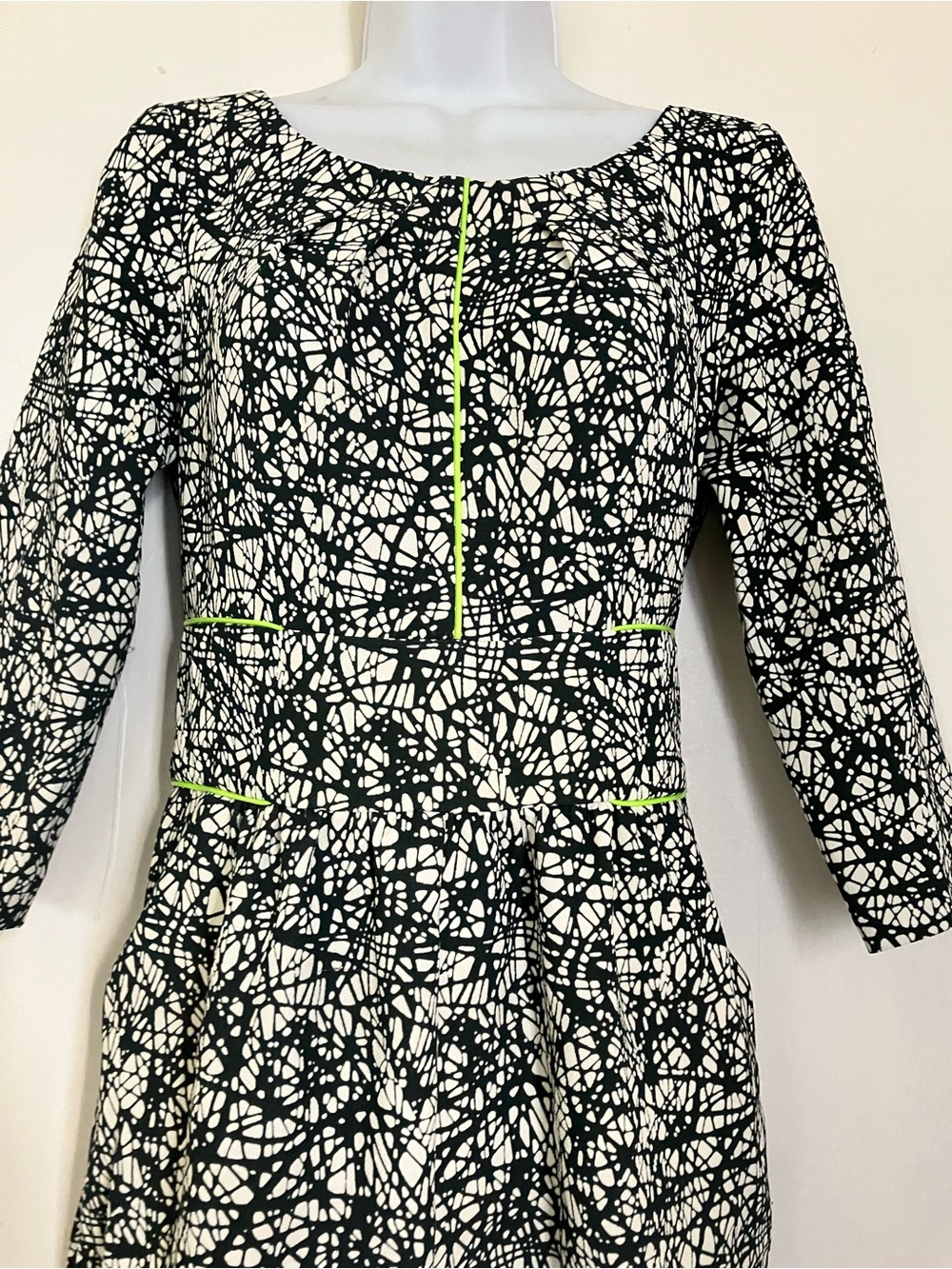 Yoana Baraschi + Anthro Forest/Neon Dreen Geo Print Minimalist Dress Size 8